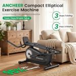 Elliptical Exercise Machine, ANCHEER Elliptical Machine 550Lbs Max Weight, Ultra-Silent Foldable Elliptical Machine, Exercise Equipment for Home Gym,16 Resistance Levels & Pulse Rate Grips