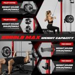 JELENS C21 Power Cage, 2000LBS Multi-Function Power Rack with Independent Dual Pulley System, All-in-One Squat Rack for Cable Crossover, Home Gym Workout Machine (Red, Bundle Set)