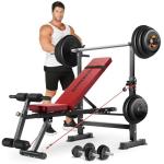 Foldable 6-in-1 Weight Bench Set with Squat Rack