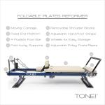 Tone Fitness Foldable Pilates Reformer – Portable Pilates Machine with Adjustable Resistance Bands, Smooth Glide Carriage & Full-Body at-Home Pilates Workout Equipment