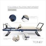 Tone Fitness Foldable Pilates Reformer – Portable Pilates Machine with Adjustable Resistance Bands, Smooth Glide Carriage & Full-Body at-Home Pilates Workout Equipment