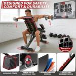 JaxShark Adjustable Weight Bench, Foldable Workout Bench Press, 800LBS Weight Benches for Home Gym, Workout Equipment with Preacher Curl & Leg Extension, Incline Decline Flat Bench for Full Body Exercise & Fitness Equipment (Black)