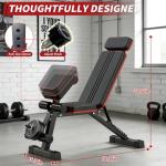 JaxShark Adjustable Weight Bench, Foldable Workout Bench Press, 800LBS Weight Benches for Home Gym, Workout Equipment with Preacher Curl & Leg Extension, Incline Decline Flat Bench for Full Body Exercise & Fitness Equipment (Black)