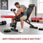 JaxShark Adjustable Weight Bench, Foldable Workout Bench Press, 800LBS Weight Benches for Home Gym, Workout Equipment with Preacher Curl & Leg Extension, Incline Decline Flat Bench for Full Body Exercise & Fitness Equipment (Black)