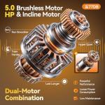 400 lbs Capacity Treadmill for Home with 15% Incline, 5.0 HP Folding Treadmill for Exercising, 0.6–10 MPH, APP Control, Shock Absorption, Quiet Running, Free Brushless Fan & Knee Support