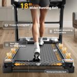 400 lbs Capacity Treadmill for Home with 15% Incline, 5.0 HP Folding Treadmill for Exercising, 0.6–10 MPH, APP Control, Shock Absorption, Quiet Running, Free Brushless Fan & Knee Support