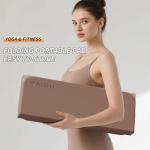 PAIDU Foldable Fitness Yoga Mat | 2/5" (10MM) Extra Thick | SGS Certified Non-Slip TPE | 76x26" Extra Long-Wide | Portable & Easy Store | for Yoga, Pilates, Home Gym & Full-Body Workouts (Brown + apricot)