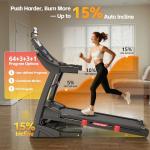 400 lbs Capacity Treadmill for Home with 15% Incline, 5.0 HP Folding Treadmill for Exercising, 0.6–10 MPH, APP Control, Shock Absorption, Quiet Running, Free Brushless Fan & Knee Support