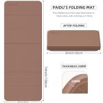 PAIDU Foldable Fitness Yoga Mat | 2/5" (10MM) Extra Thick | SGS Certified Non-Slip TPE | 76x26" Extra Long-Wide | Portable & Easy Store | for Yoga, Pilates, Home Gym & Full-Body Workouts (Brown + apricot)