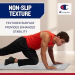 Champion 10mm Exercise Mat, Grey, Cushioned Non-Slip Workout Mat with Textured Base for Yoga, Pilates, Stretching & Floor-Based Training, Lightweight NBR Material, Includes Carry-On Strap