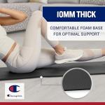 Champion 10mm Exercise Mat, Grey, Cushioned Non-Slip Workout Mat with Textured Base for Yoga, Pilates, Stretching & Floor-Based Training, Lightweight NBR Material, Includes Carry-On Strap