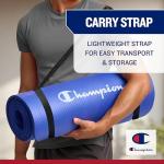 Champion 10mm Exercise Mat, Grey, Cushioned Non-Slip Workout Mat with Textured Base for Yoga, Pilates, Stretching & Floor-Based Training, Lightweight NBR Material, Includes Carry-On Strap