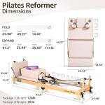 Pilates Reformer Machine, Quick-Assembly Foldable Studio Grade Pilates Equipment for Gym and Home, Oak Wood Pilates Reformer with Reformer Accessories