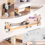 Pilates Reformer Machine, Quick-Assembly Foldable Studio Grade Pilates Equipment for Gym and Home, Oak Wood Pilates Reformer with Reformer Accessories