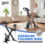 ZIWWVY Silent Folding Exercise Bike for Apartments - 330lbs Capacity, 3-in-1 Stationary Bike with Arm Bands & Back Support