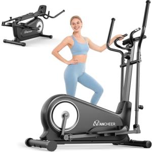 Elliptical Exercise Machine, ANCHEER Elliptical Machine for Home, Ultra-Silent Foldable Elliptical Machine,Exercise Equipment Max 550lb Weights,16 Resistance Levels & Pulse Rate Grips