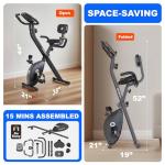 ZIWWVY Silent Folding Exercise Bike for Apartments - 330lbs Capacity, 3-in-1 Stationary Bike with Arm Bands & Back Support