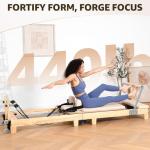 Pilates Reformer Machine, Quick-Assembly Foldable Studio Grade Pilates Equipment for Gym and Home, Oak Wood Pilates Reformer with Reformer Accessories