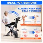 ZIWWVY Silent Folding Exercise Bike for Apartments - 330lbs Capacity, 3-in-1 Stationary Bike with Arm Bands & Back Support