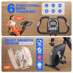 ZIWWVY Silent Folding Exercise Bike for Apartments - 330lbs Capacity, 3-in-1 Stationary Bike with Arm Bands & Back Support