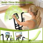 Birdfeel Foldable Exercise Bike, Multifunctional Indoor Stationary Bikes for Home with 8-Level Magnetic Resistance, Quiet Workout Bike with Arm Resistance Bands, LCD Monitor, 300LBS Capacity (Light Green)