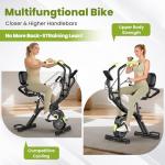 Birdfeel Foldable Exercise Bike, Multifunctional Indoor Stationary Bikes for Home with 8-Level Magnetic Resistance, Quiet Workout Bike with Arm Resistance Bands, LCD Monitor, 300LBS Capacity (Light Green)