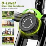 Birdfeel Foldable Exercise Bike, Multifunctional Indoor Stationary Bikes for Home with 8-Level Magnetic Resistance, Quiet Workout Bike with Arm Resistance Bands, LCD Monitor, 300LBS Capacity (Light Green)