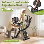 Birdfeel Foldable Exercise Bike, Multifunctional Indoor Stationary Bikes for Home with 8-Level Magnetic Resistance, Quiet Workout Bike with Arm Resistance Bands, LCD Monitor, 300LBS Capacity (Light Green)