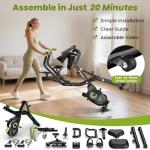 Birdfeel Foldable Exercise Bike, Multifunctional Indoor Stationary Bikes for Home with 8-Level Magnetic Resistance, Quiet Workout Bike with Arm Resistance Bands, LCD Monitor, 300LBS Capacity (Light Green)