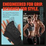 MAVA Open Gym Gloves for Women & Men | Padded Weight Lifting with Wrist Support for Comfort, Protection | Strong-Grip Fingerless Workout | Multi-Use, Anti-Sweat Gym Accessories(Black L)
