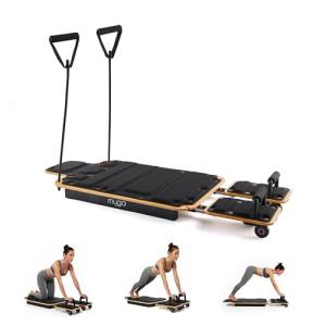 Myga Wooden Pilates Reformer,Home Pilates Machine with Adjustable Resistance and Padded Handles,Compact Durable Reformer for Core Strength, Full Body Workout,Toning and Flexibility