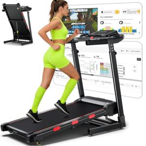 BMJX US 8.7MPH Auto Incline Treadmill for Running and Walking, 3.5HP Quiet BLDC Treadmills for Home with Double Deck Technology, 350 lbs Weight Capacity, APP, Heart Rate, Black(XL)