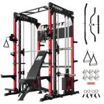 RitFit M1 Pro Smith Machine Package, All-in-One Power Cage with Weight Stack Set, Includes LAT Pulldown & Cable Crossover System for Home Gym