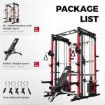 RitFit M1 Pro Smith Machine Package, All-in-One Power Cage with Weight Stack Set, Includes LAT Pulldown & Cable Crossover System for Home Gym