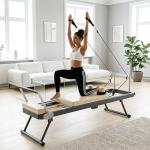 Casaphoria 78'' Pilates Equipment Set, Portable Pilates Reformer with Dual Resistance, Foldable Pilates Machine for Home Use, Supports Up to 330 lbs(Beige)