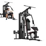 Multifunctional Home Gym Equipment - 150LB Weight Stack Workout Station for Full Body Strength Training, High/Low Pulley System with Leg Press & Butterfly Arms
