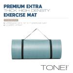 Tone Fitness Premium Extra Thick 1-Inch High Density Exercise Mat with Carry Strap – Non-Slip Workout, Pilates, and Yoga Mat for Home Gym - Color Teal - Diamond Pattern