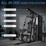 Multifunctional Home Gym Equipment - 150LB Weight Stack Workout Station for Full Body Strength Training, High/Low Pulley System with Leg Press & Butterfly Arms