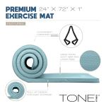 Tone Fitness Premium Extra Thick 1-Inch High Density Exercise Mat with Carry Strap – Non-Slip Workout, Pilates, and Yoga Mat for Home Gym - Color Teal - Diamond Pattern