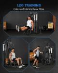 Multifunctional Home Gym Equipment - 150LB Weight Stack Workout Station for Full Body Strength Training, High/Low Pulley System with Leg Press & Butterfly Arms