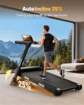 TREAFLOW Treadmill with 0-25% Auto Incline, 3.5 HP Folding for Home Running, 10.0 MPH Max Speed, 300 lbs Weight Capacity, Bluetooth Speaker. (Black)