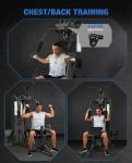 Multifunctional Home Gym Equipment - 150LB Weight Stack Workout Station for Full Body Strength Training, High/Low Pulley System with Leg Press & Butterfly Arms