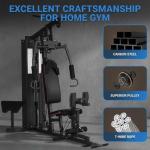 Multifunctional Home Gym Equipment - 150LB Weight Stack Workout Station for Full Body Strength Training, High/Low Pulley System with Leg Press & Butterfly Arms