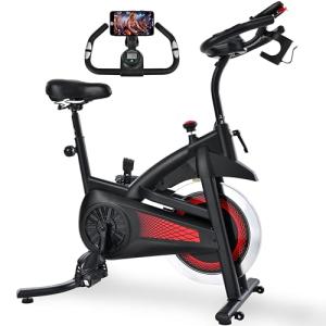 KWIKWI Exercise Bike, Indoor Cycling Bike 300 lbs Weight Capacity, Adjustable Seat/Handlebar Stationary Bike for Home Office Cardio Workout