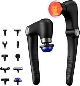JOYSUWERUN Massage Gun with 10 Replacement Heads, Massage Gun with Heat, Back Massager for Pain Relief Deep Tissue, Massager for Shoulder & Back Muscle Recovery, (Black)