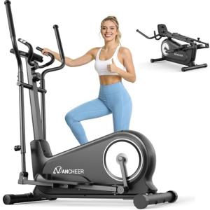 ANCHEER Elliptical Machine, Elliptical Exercise Machine for Home with Hyper-Smooth Magnetic Driving System, Elliptical Trainer with 15.5"-19" Stride, 16 Resistance Levels, 550lb Weights Capacity