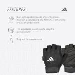 adidas Essential Adjustable Fingerless Gloves for Men and Women - Padded Weight Lifting Gloves - Adjustable Wrist Straps for Tailored, Secure Fit - White, Large