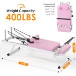 Foldable Pilates Reformer Machine for Home Use - 330lbs Capacity with 5 Alloy Springs, 11 Resistance Levels & UP Leather Surface, Space-Saving Fitness Equipment (Pink)