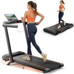 Acezoe Foldable Treadmill with 10% Incline, 2.5HP Walking Pad with Handle Bar, 300 lb Capacity Treadmills, Under Desk Treadmill with App & Bluetooth Speaker, 0.6-10MPH, LED, P10Pro Black Orange