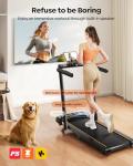 Acezoe Foldable Treadmill with 10% Incline, 2.5HP Walking Pad with Handle Bar, 300 lb Capacity Treadmills, Under Desk Treadmill with App & Bluetooth Speaker, 0.6-10MPH, LED, P10Pro Black Orange